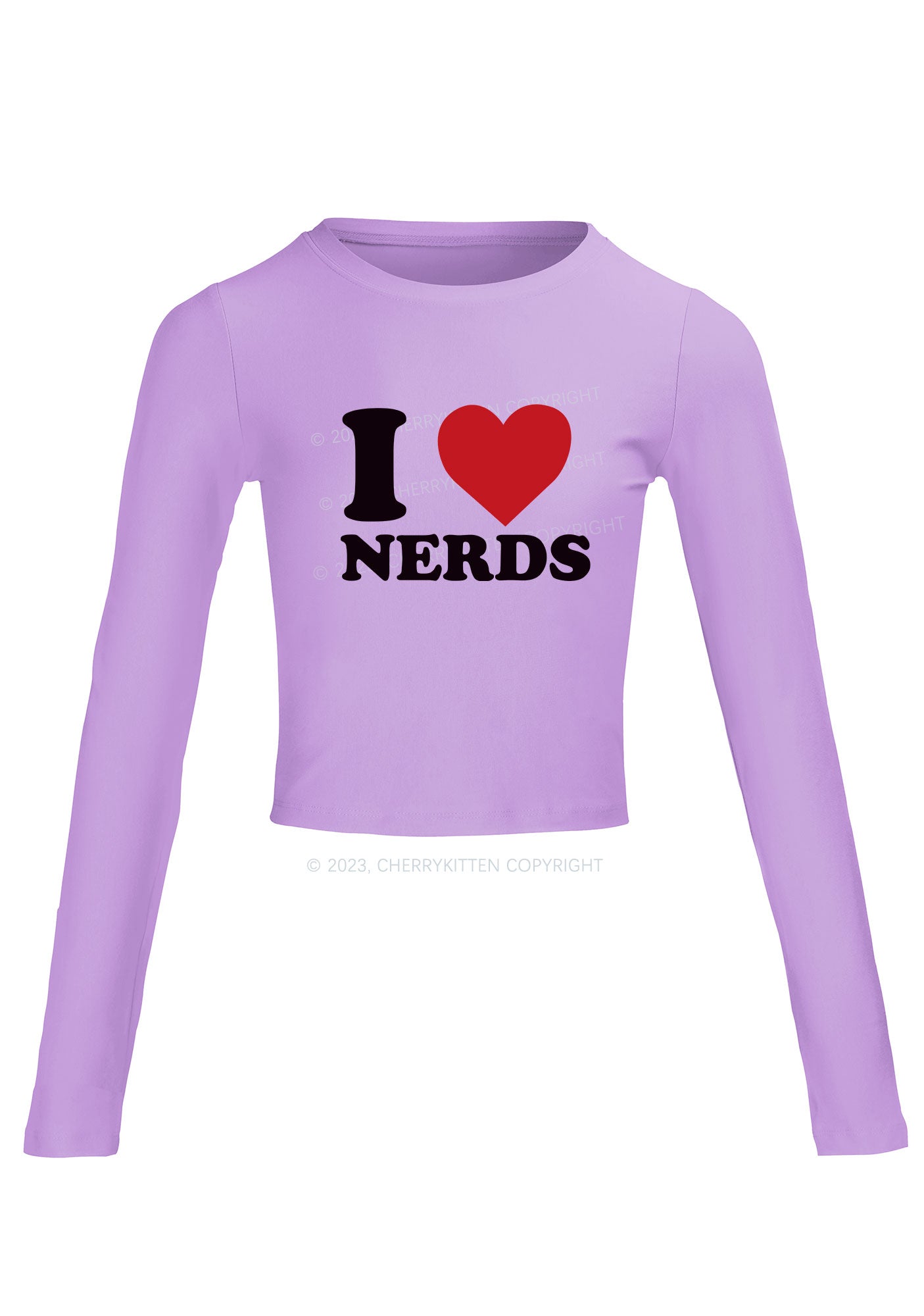 I Love Nerds Long Sleeve Crop Top Cherrykitten