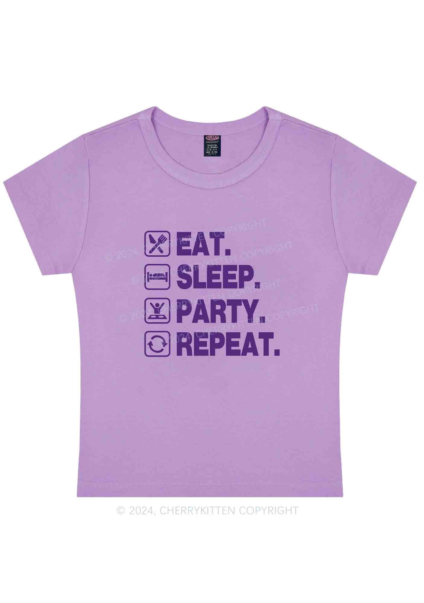 Curvy Eat Sleep Party Repeat Y2K Baby Tee Cherrykitten