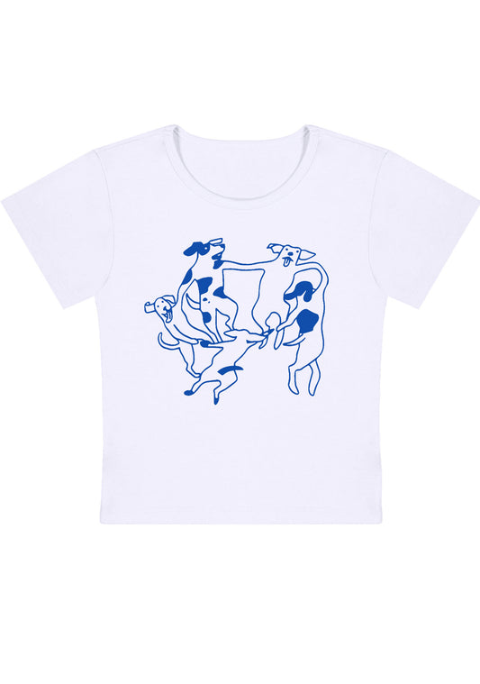 Dancing Dogs Y2K Baby Tee