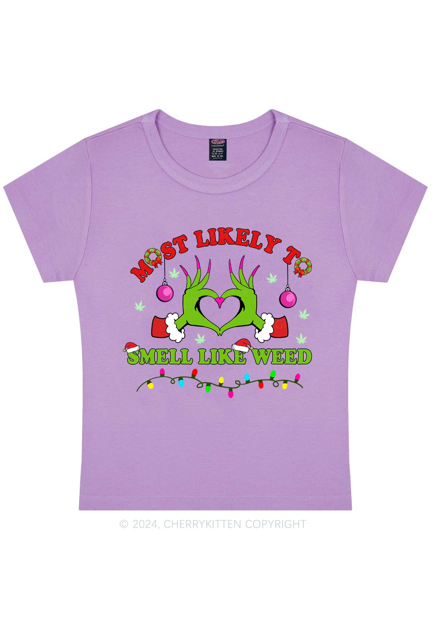 Christmas Most Likely To Custom Text Y2K Baby Tee Cherrykitten