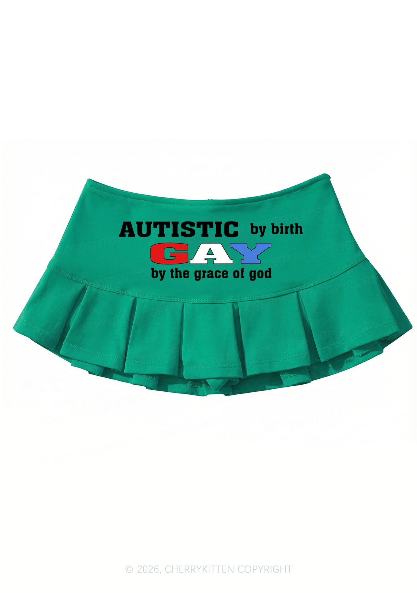 Autistic By Birth Gay Pride Y2K Mini Pleated Skirts Cherrykitten