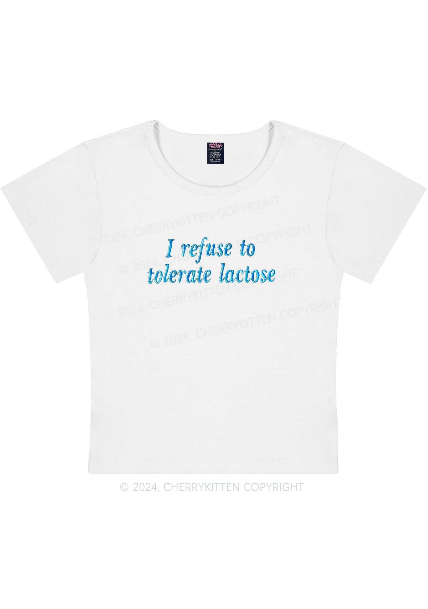 Embroidered Refuse To Tolerate Lactose Y2K Baby Tee Cherrykitten