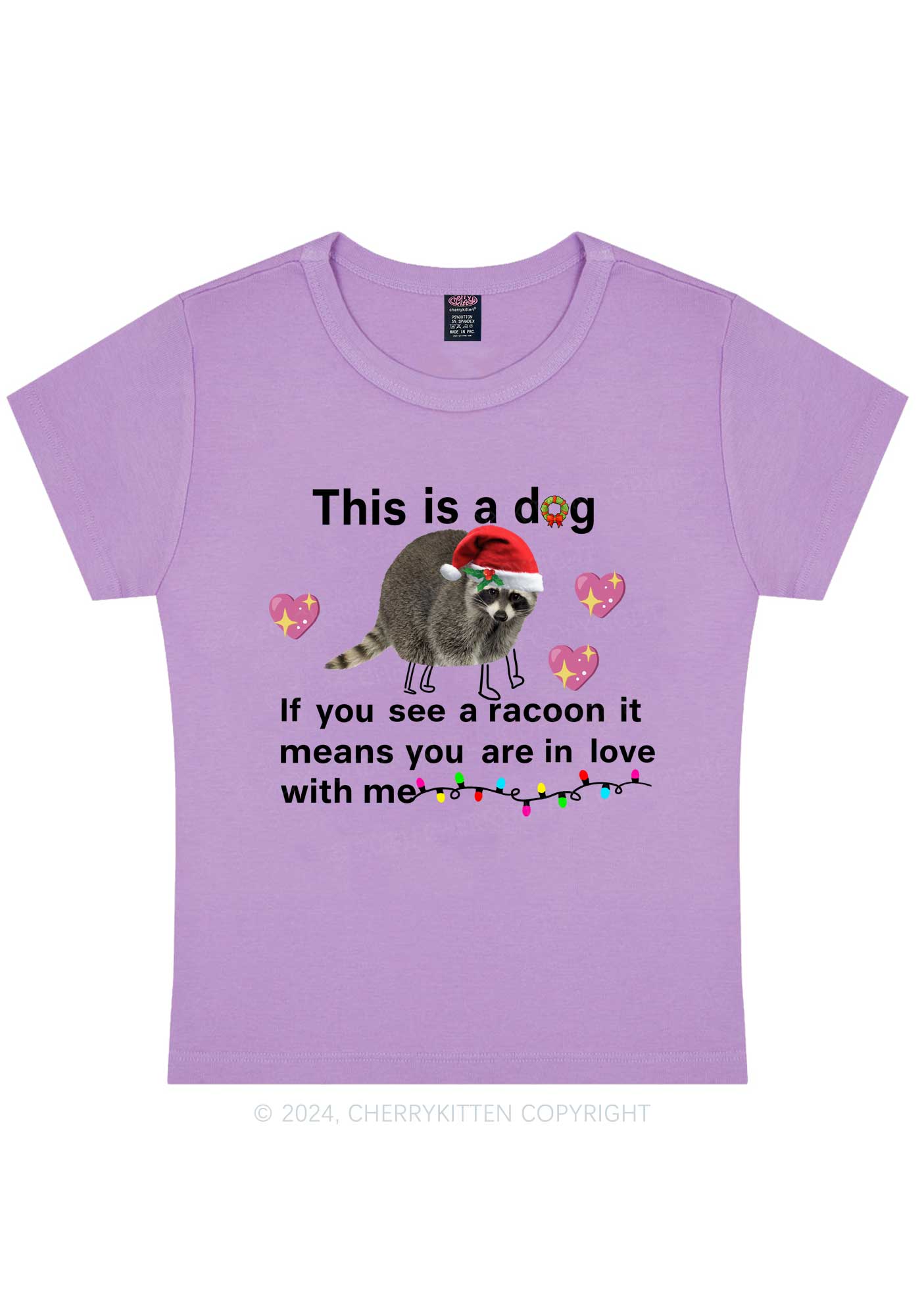 Christmas Dog Racoon Y2K Baby Tee Cherrykitten