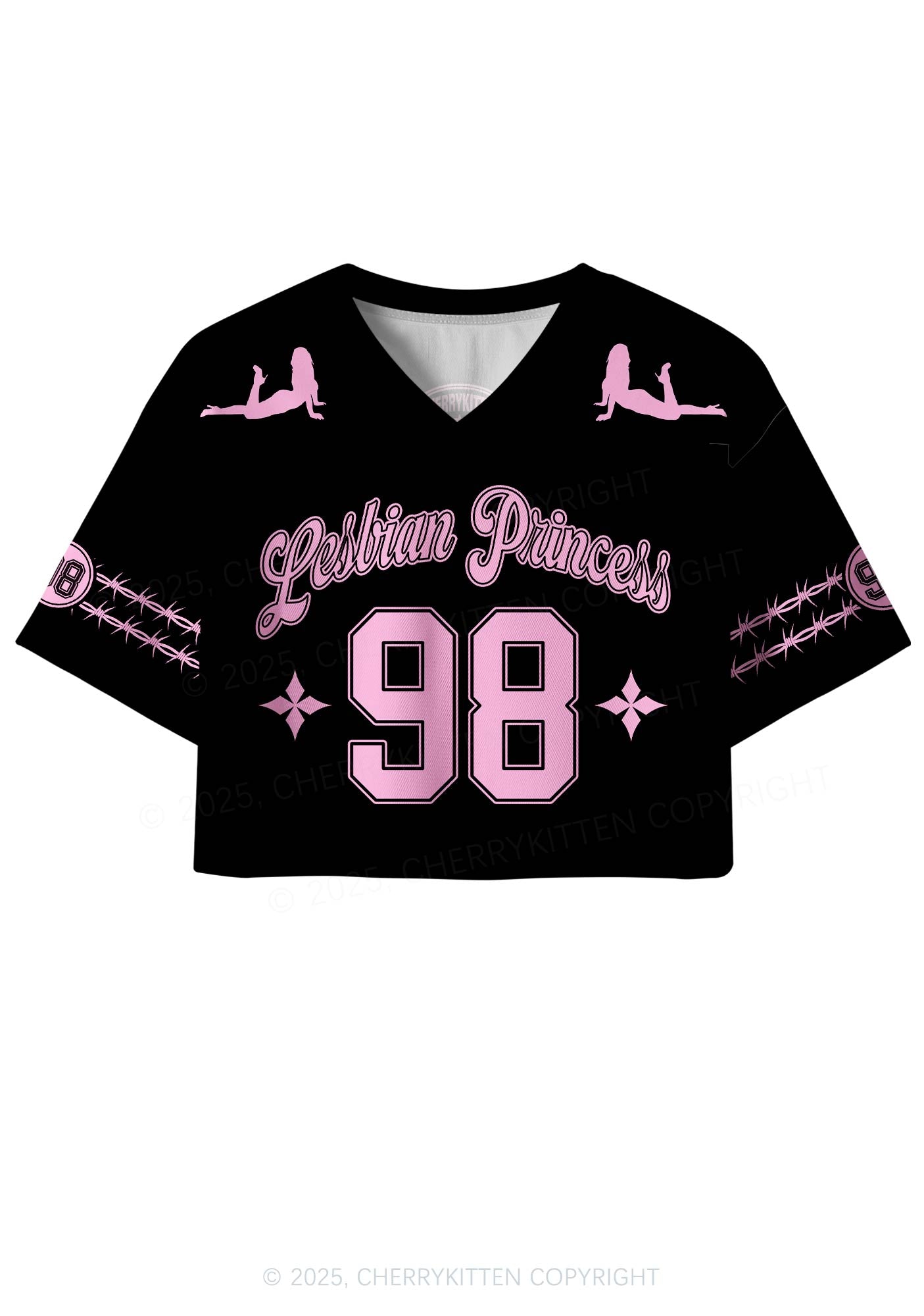 Custom Pink Lesbian Princess Pride Y2K Crop Sport Jersey Shirts Cherrykitten