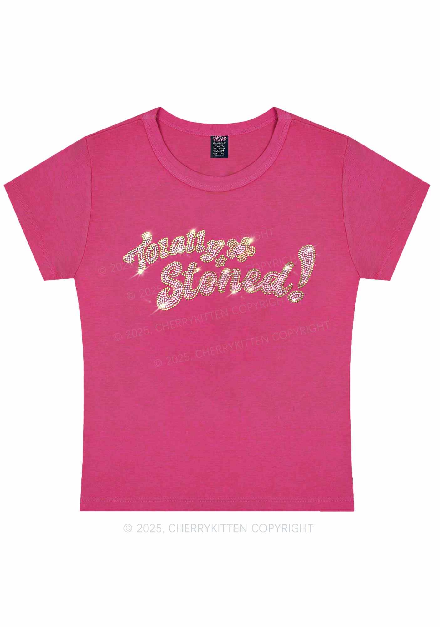 Rhinestone Totally Stoned Y2K Baby Tee Cherrykitten