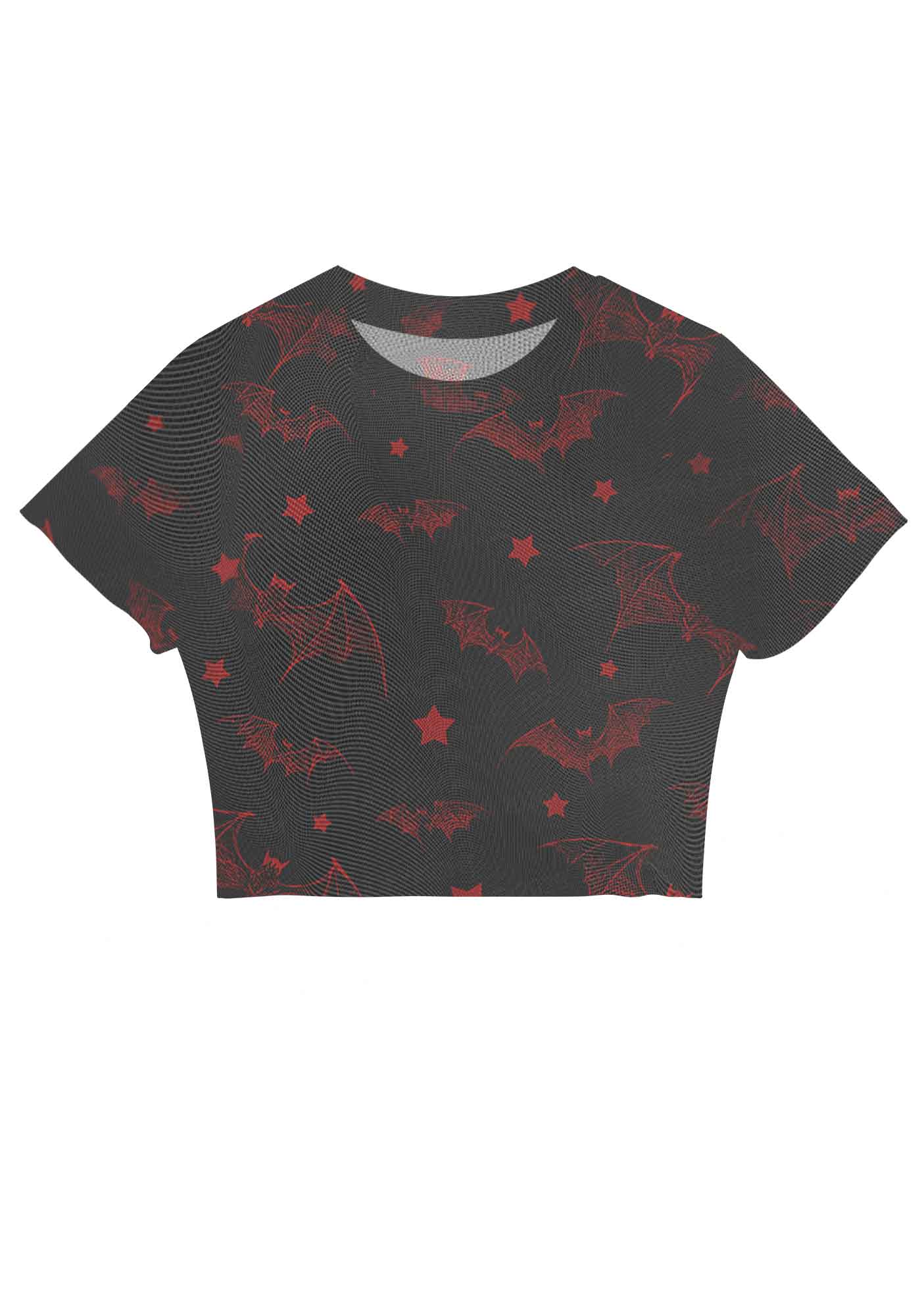 Bat And Star Y2K Mesh Crop Top Cherrykitten
