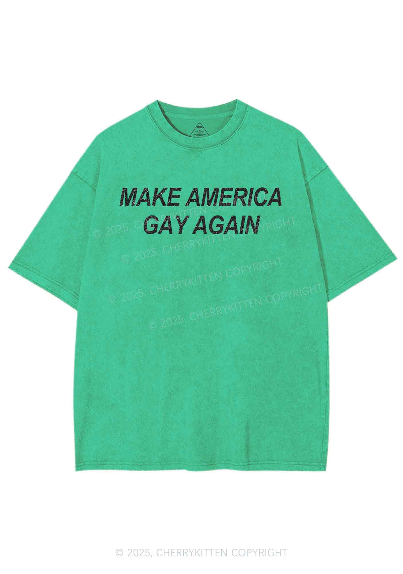 Make America Gay Again Pride Y2K Shirts Washed Tee Cherrykitten