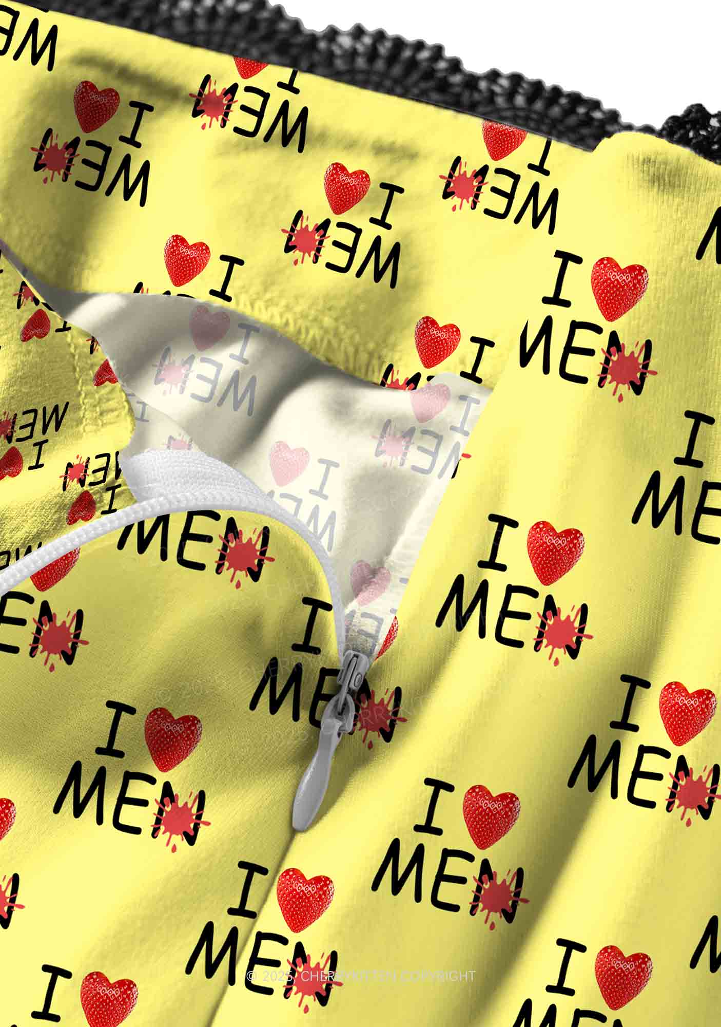 Love Me Not Men Yellow Valentine's Day Y2K Print Midi Skirt Cherrykitten