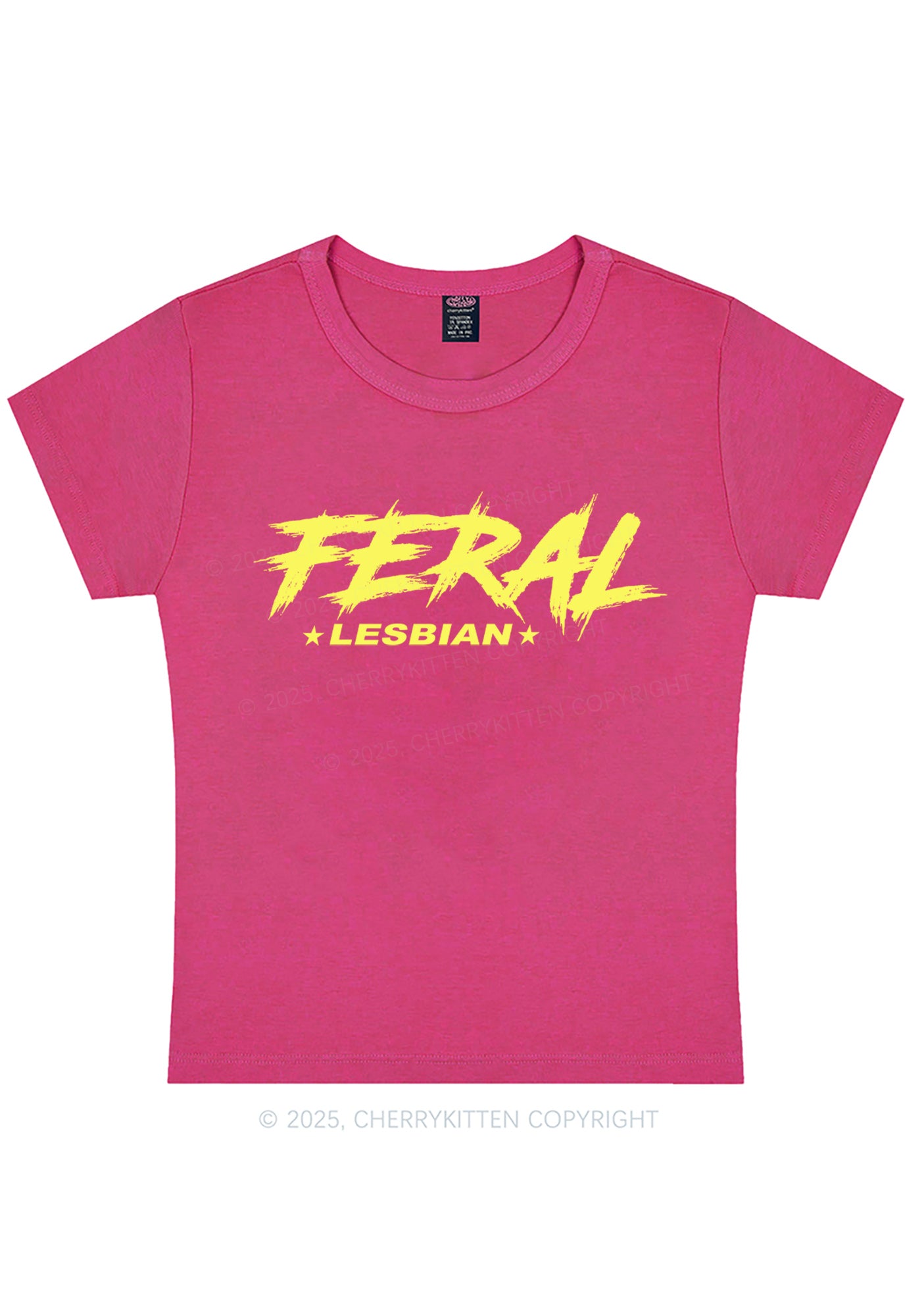 Feral Lesbian Pride Y2K Baby Tee Cherrykitten