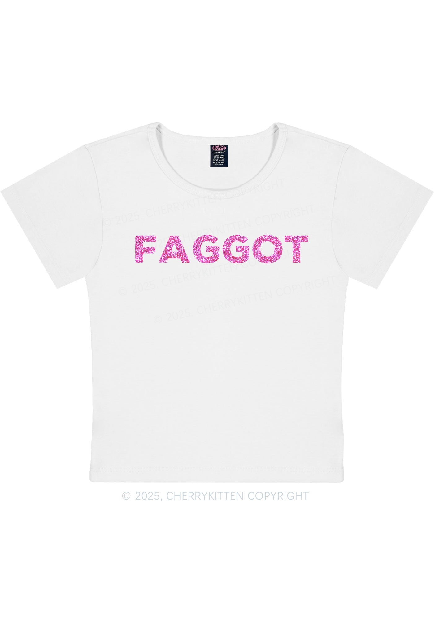 Glitter Faggot Pride Y2K Baby Tee Cherrykitten