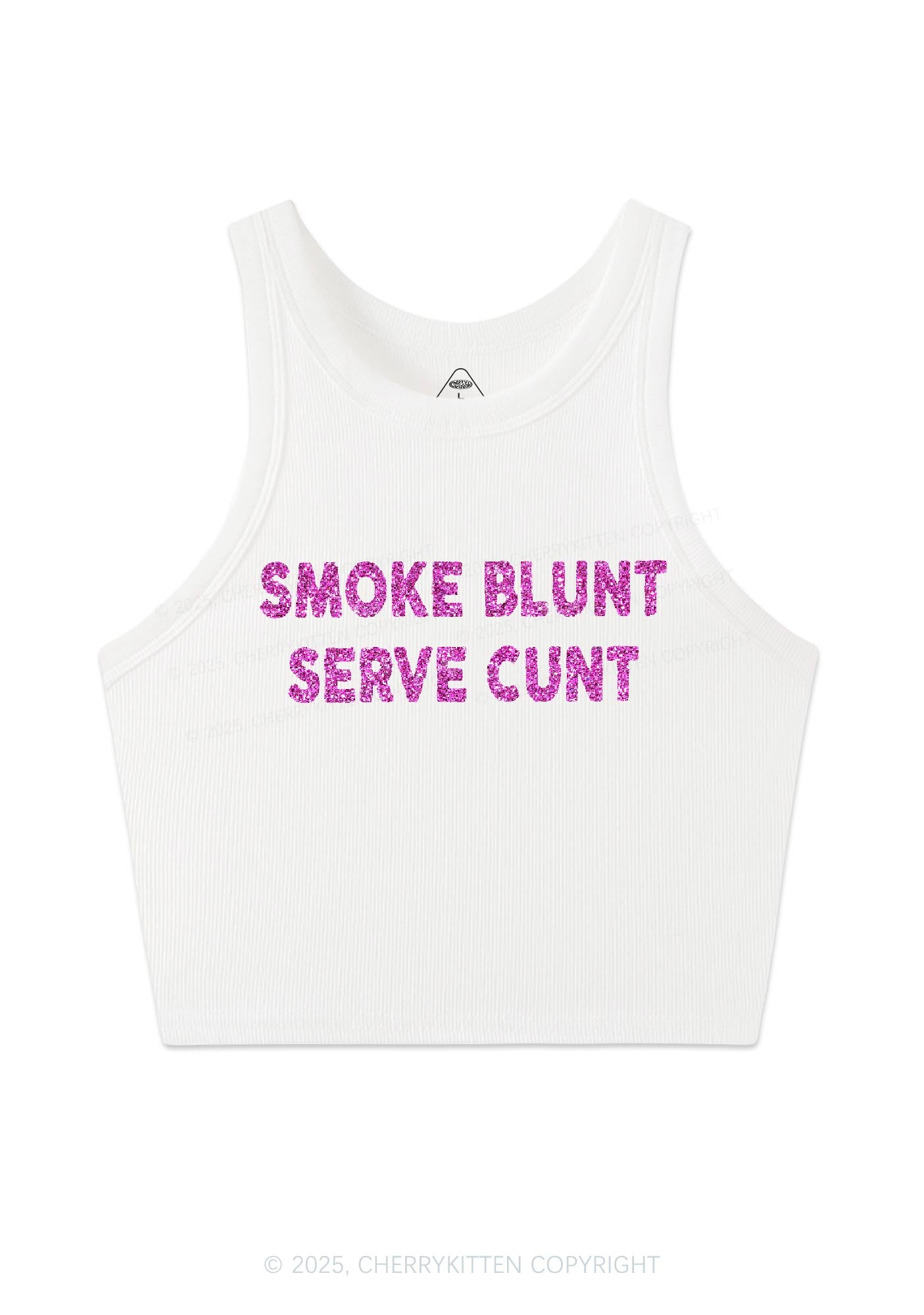 Glitter Smoke Blunt Y2K Crop Tank Top Cherrykitten