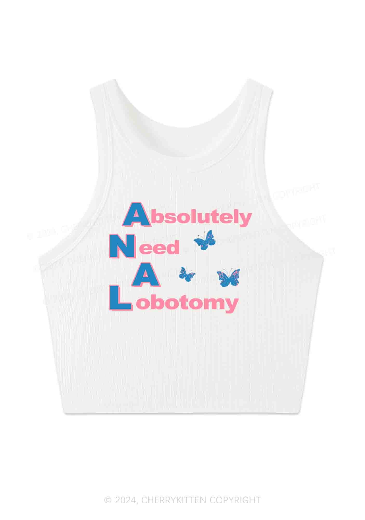 Absolutely Need A Lobotomy Y2K Crop Tank Top Cherrykitten