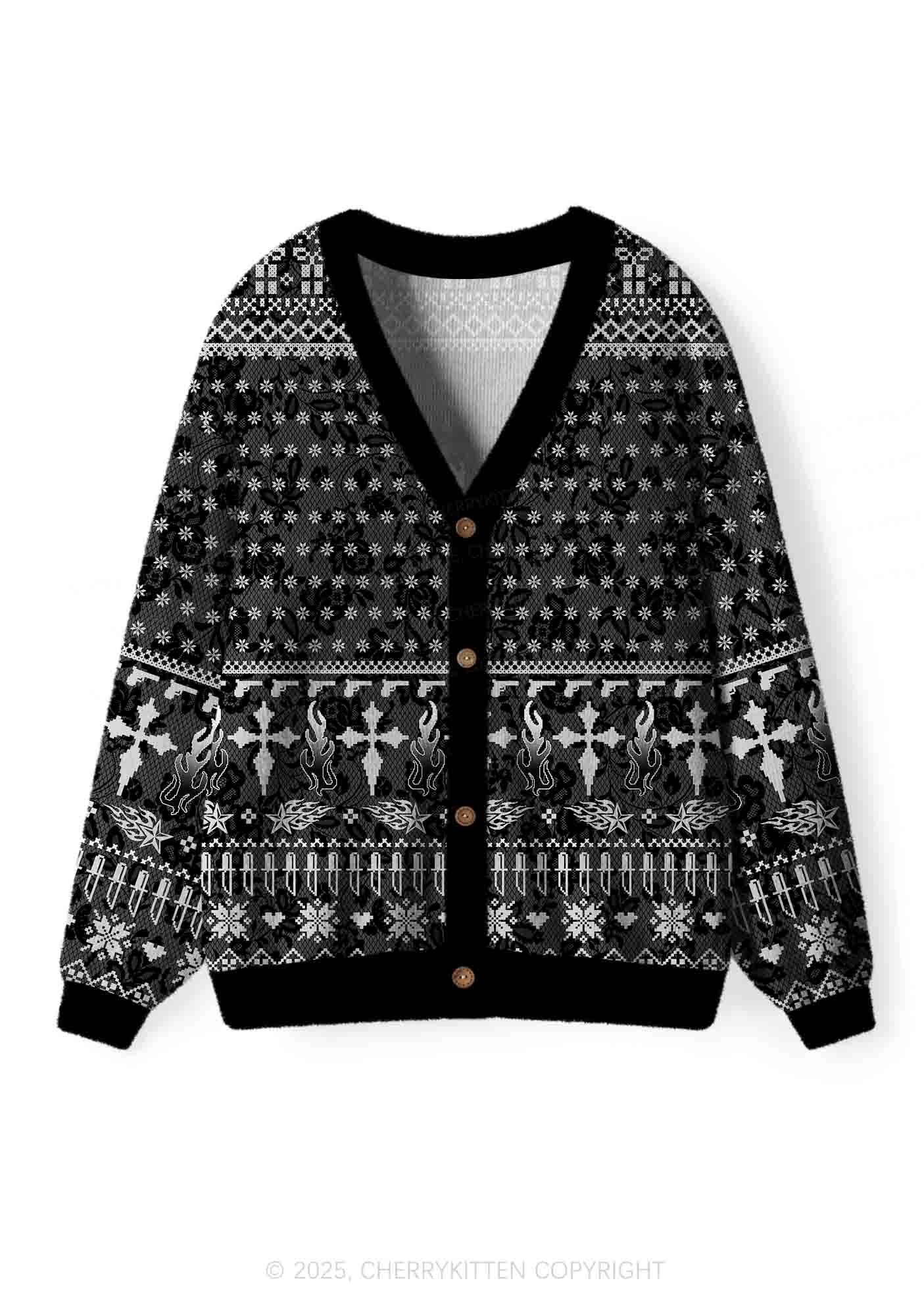 Punk Faggot Pride Y2K Christmas Cardigan Knit Sweatshirt Cherrykitten