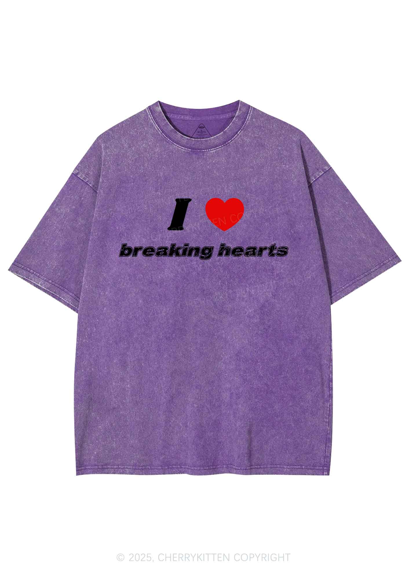 I Love Breaking Hearts Y2K Shirts Washed Tee Cherrykitten
