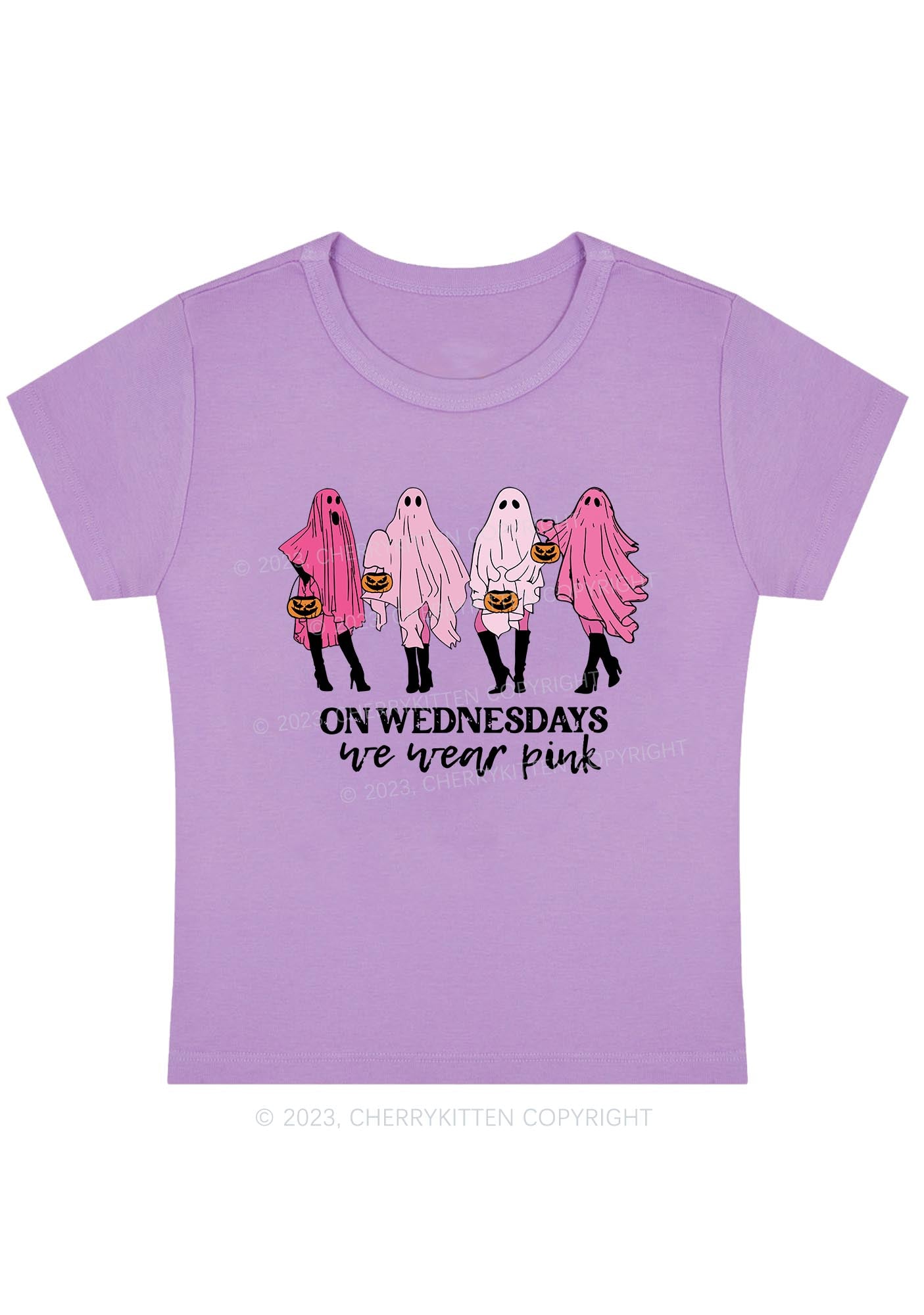 On Wednesday We Wear Pink Ghost Halloween Baby Tee Cherrykitten