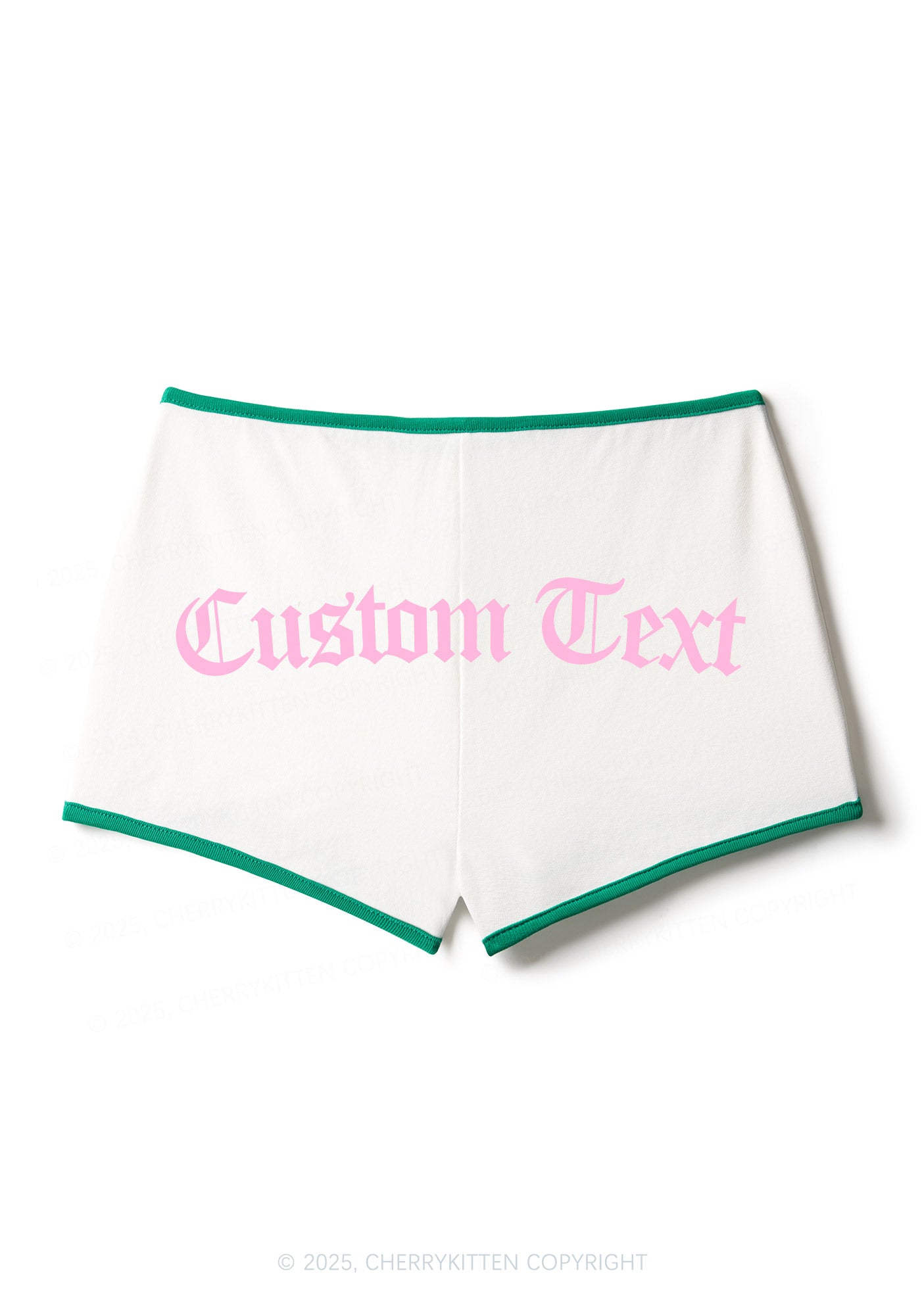 Custom Gothic Text Y2K Contrast Mini Shorts Cherrykitten