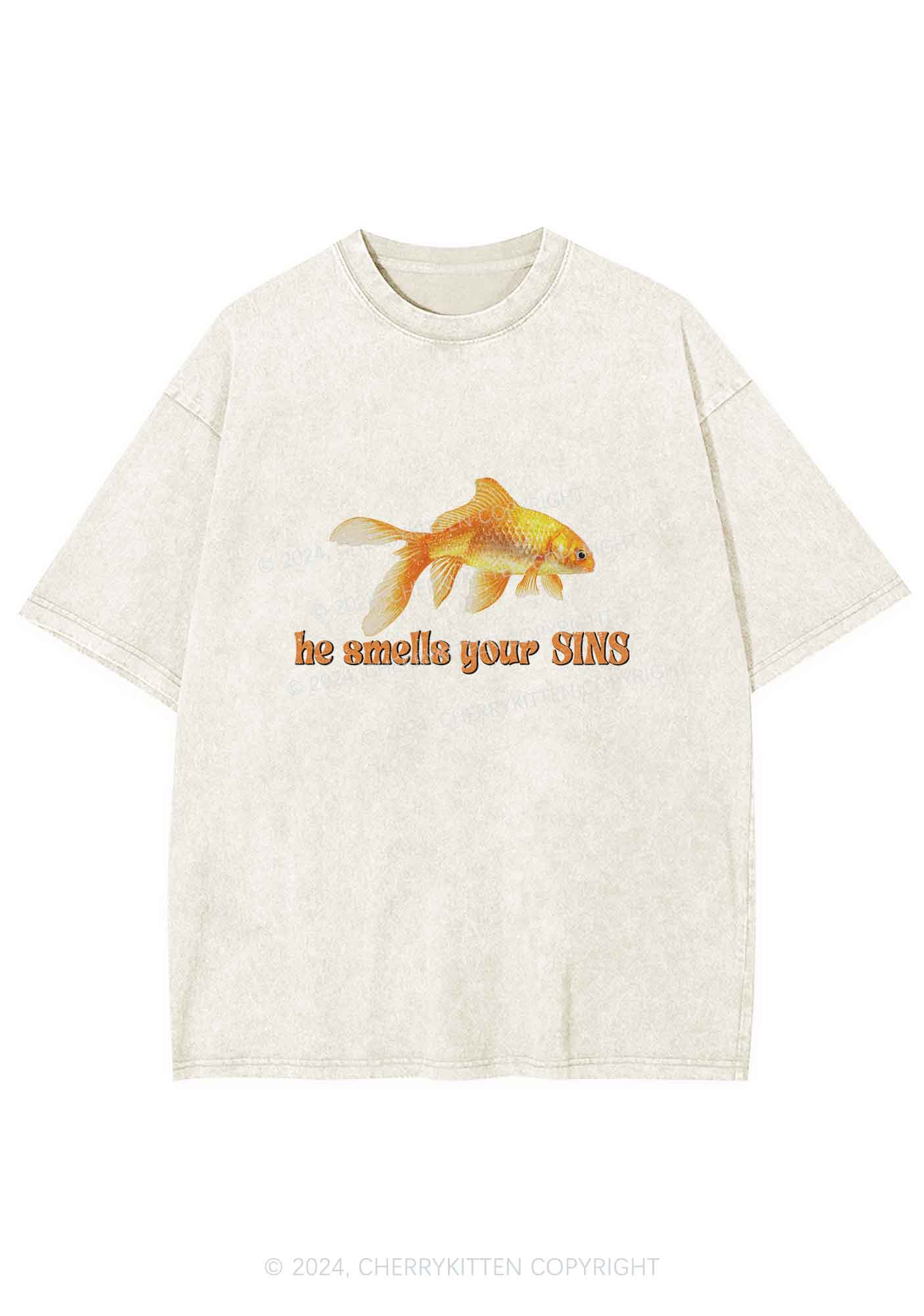 He Smells Your Sins Y2K Washed Tee Cherrykitten
