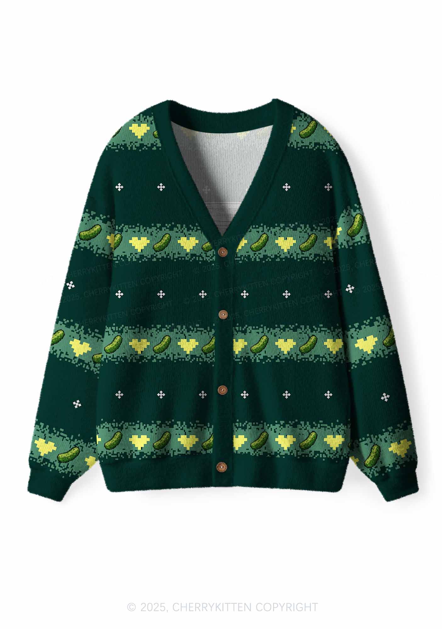 Pickle Slxt Y2K Christmas Cardigan Knit Sweatshirt Cherrykitten