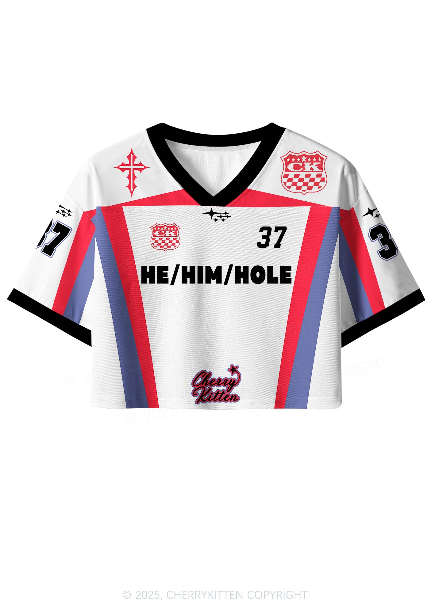 Custom White He Him Hole Pride Y2K Crop Sport Jersey Shirts Cherrykitten
