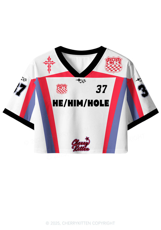 Custom White He Him Hole Pride Y2K Crop Sport Jersey Shirts Cherrykitten