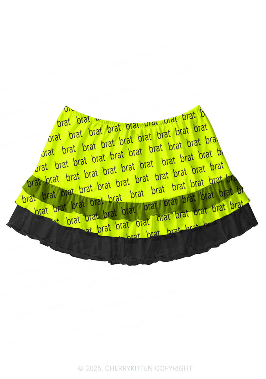 Brat Summer Y2K Print Mini Layered Skirt Cherrykitten