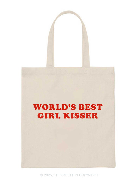 Best Girl Kisser Pride Y2K Canvas Tote Bag Cherrykitten
