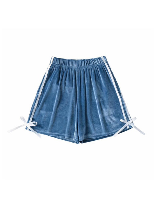 Y2K Blue Velvet Ribbon Shorts Cherrykitten