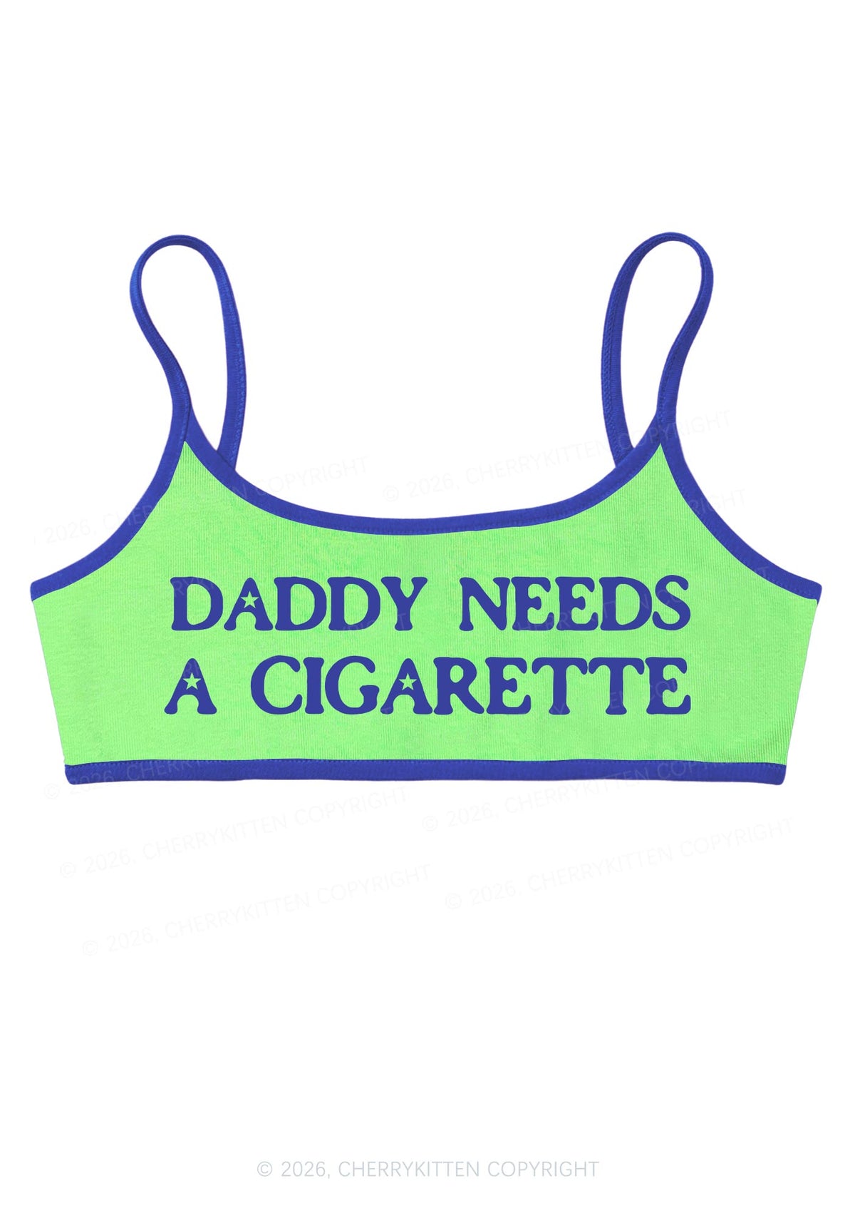 Daddy Needs A Cigarette Y2K Super Crop Cami Cherrykitten