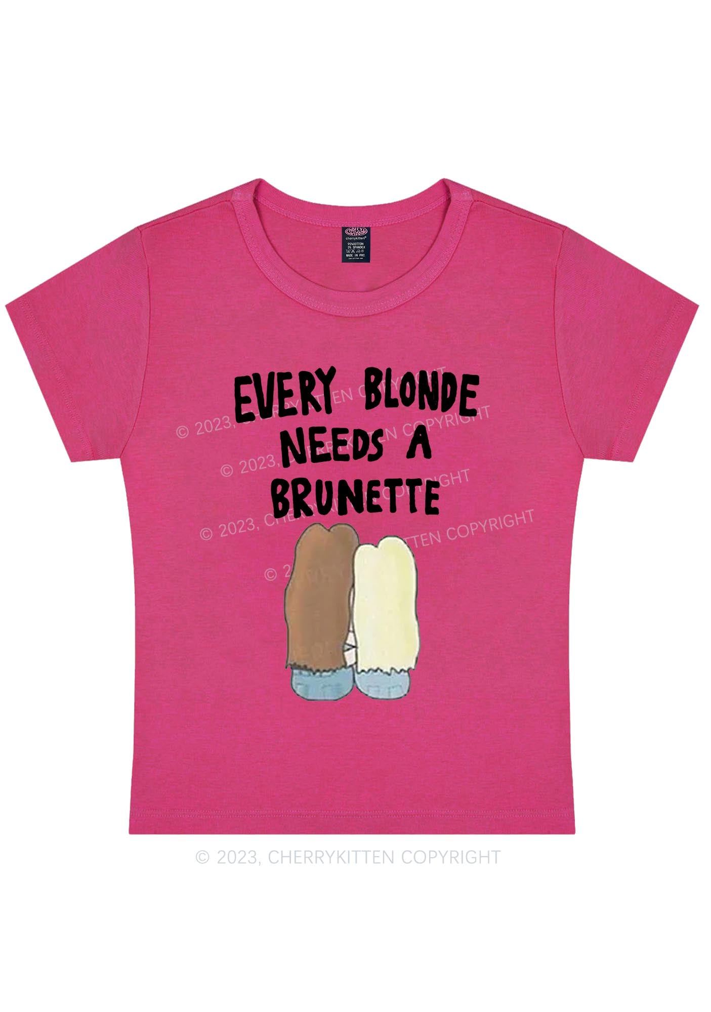 Curvy Blonde Needs Brunette Y2K Baby Tee Cherrykitten