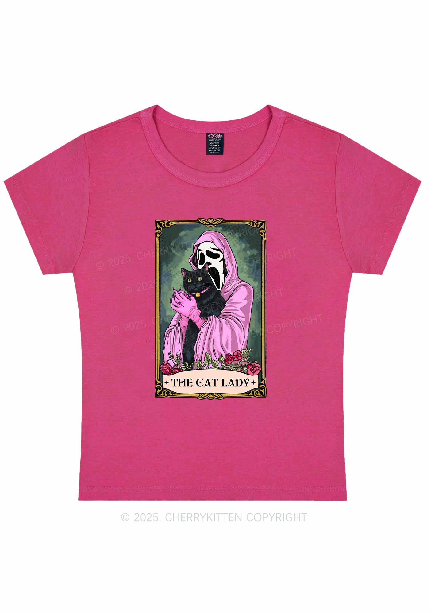 Halloween The Skull Cat Lady Y2K Baby Tee Cherrykitten