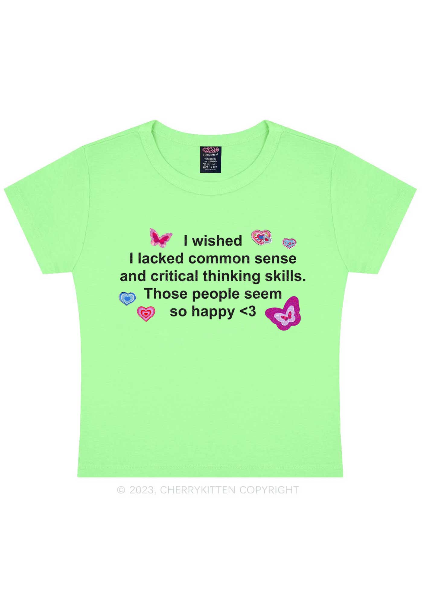 Lacked Critical Thinking Skills Y2K Baby Tee Cherrykitten