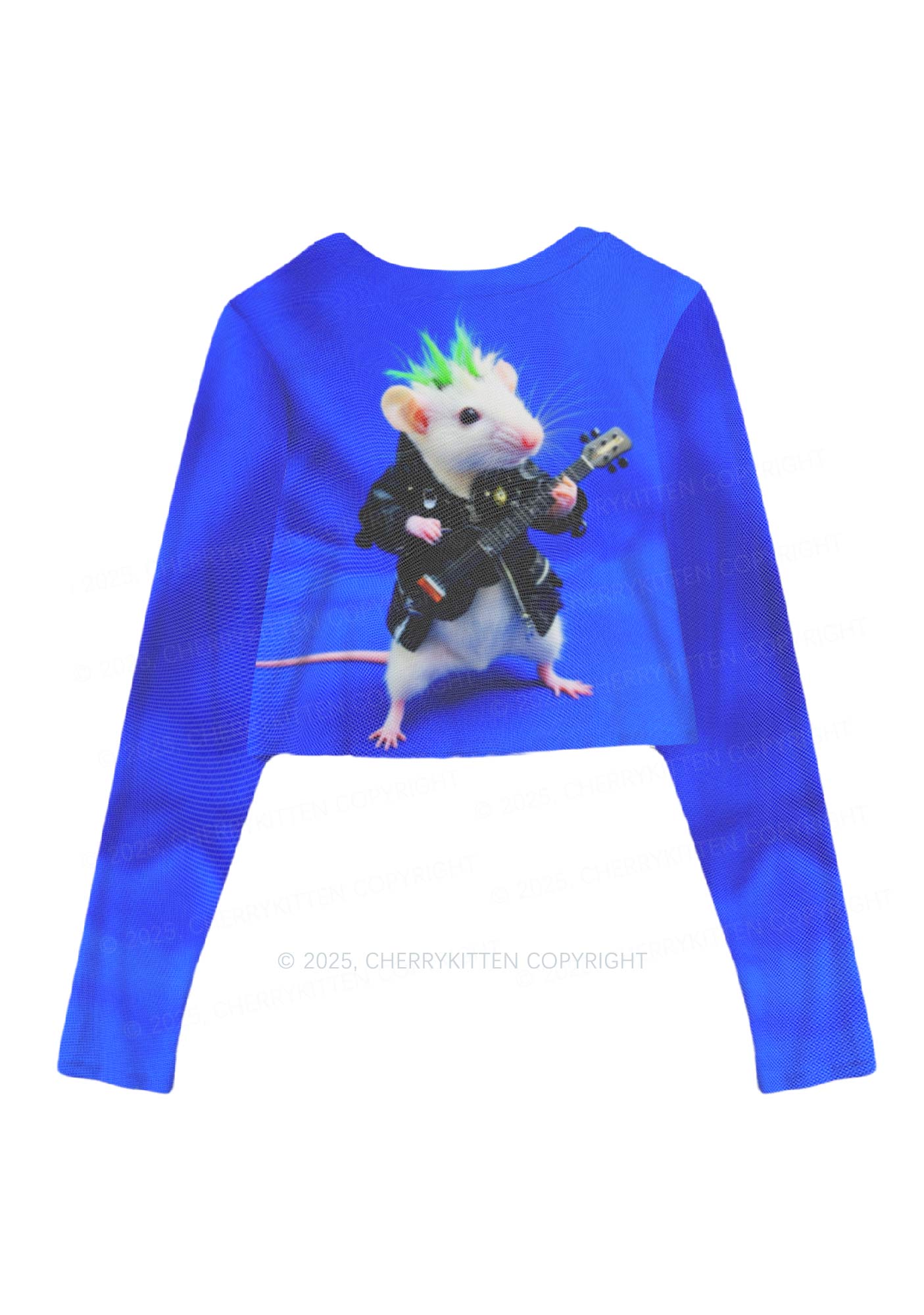 Guitar Playing Ratz Y2K Mesh Long Sleeve Crop Top Cherrykitten