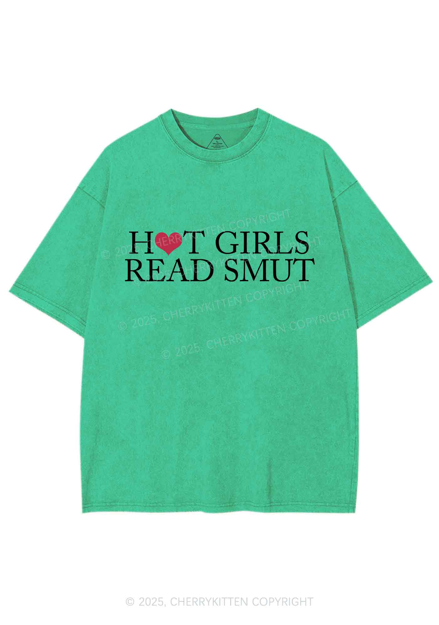 Hot Girls Read Smut Y2K Shirts Washed Tee Cherrykitten