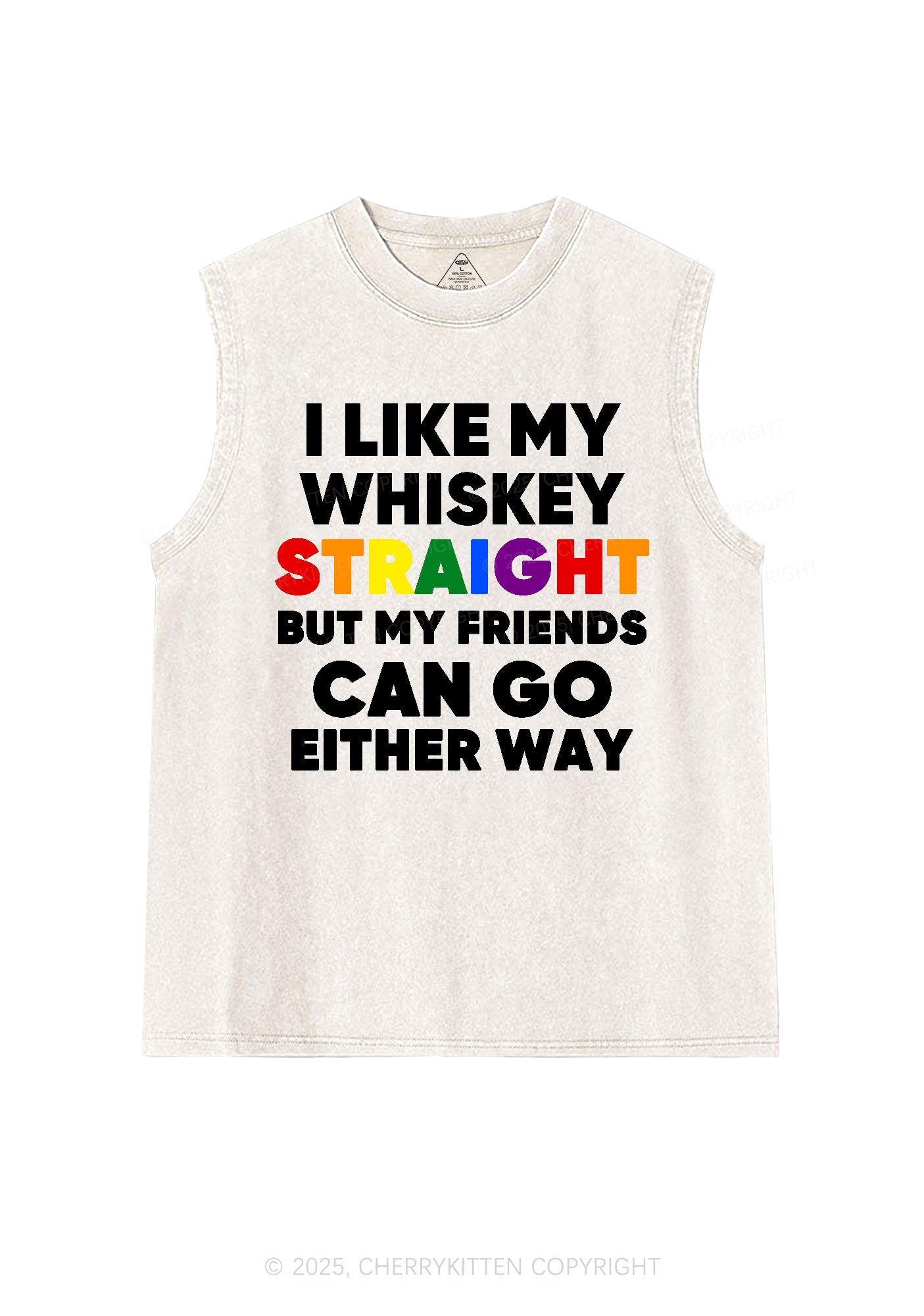 I Like Straight Pride Y2K Washed Muscle Tank Cherrykitten