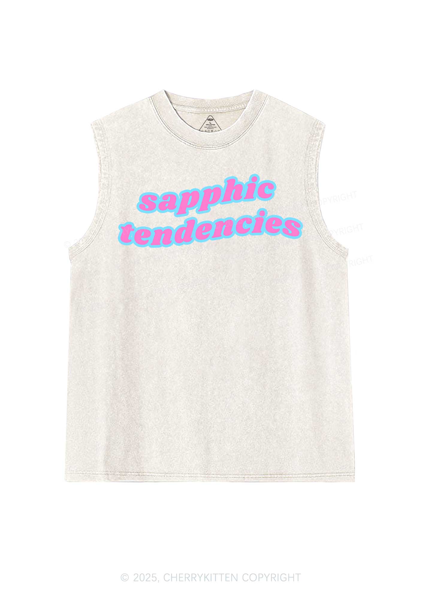 Sapphic Tendencies Pride Y2K Washed Muscle Tank Cherrykitten