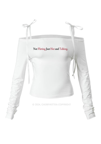 Just Hot And Talking Lace Up Off Shoulder Long Sleeve Cherrykitten