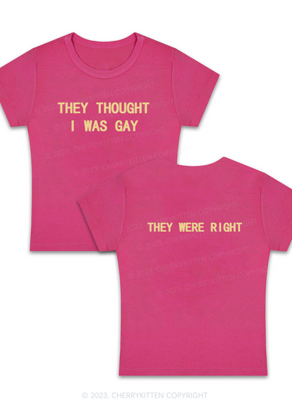 I Was Gay Two Sides Y2K Baby Tee Cherrykitten