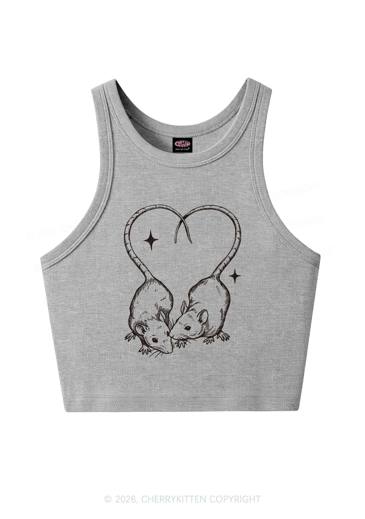 Two Rats Heart Tail Y2K Crop Tank Top Cherrykitten