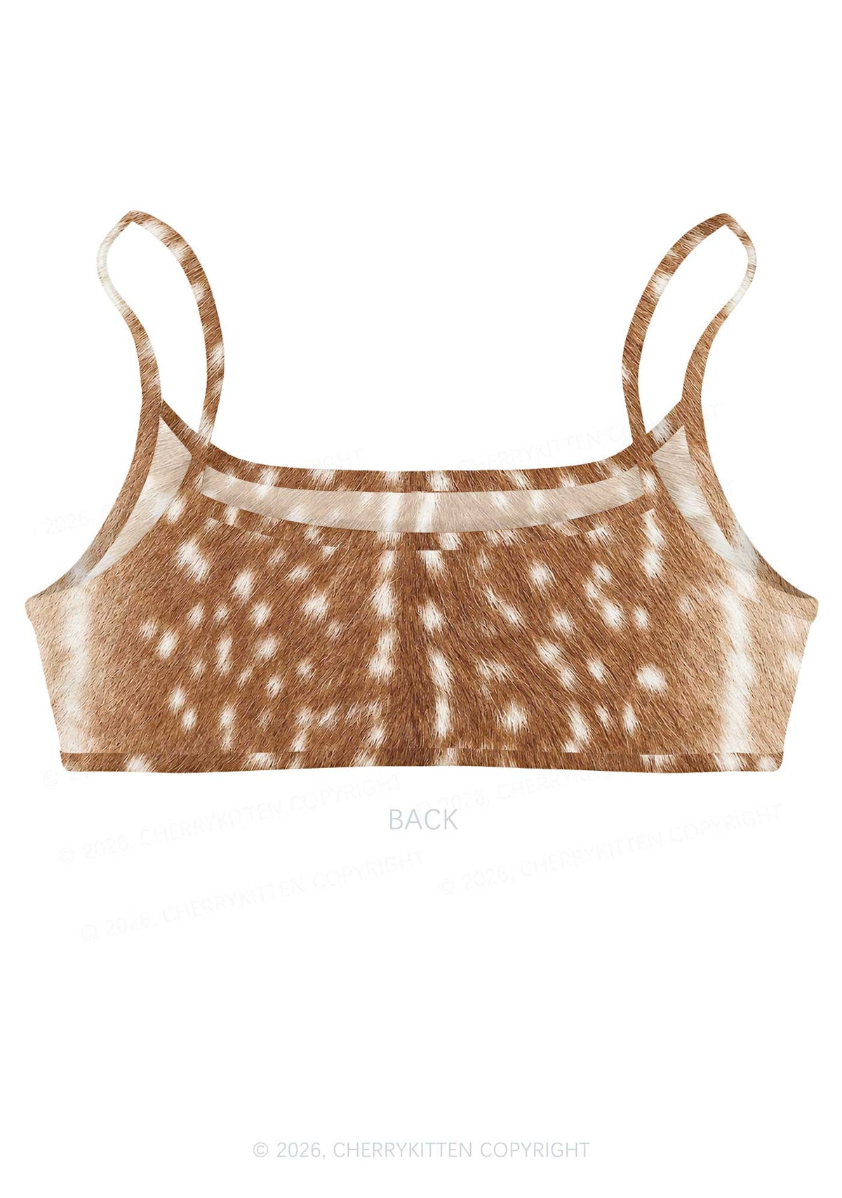 Brown Deer Dots Y2K Print Super Crop Cami Cherrykitten