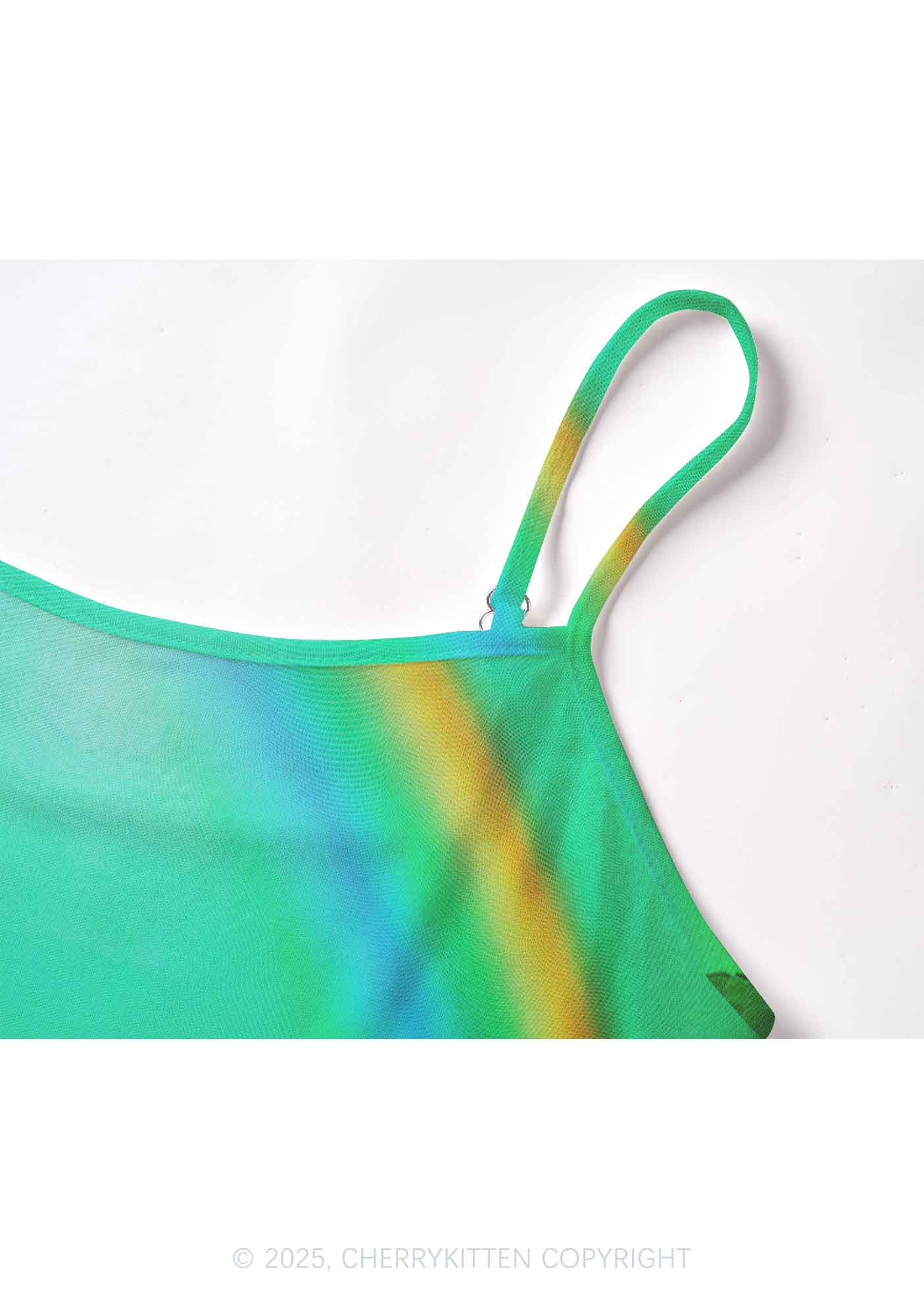Clover Bear St Patricks Y2K Mesh Cami Tank Cherrykitten