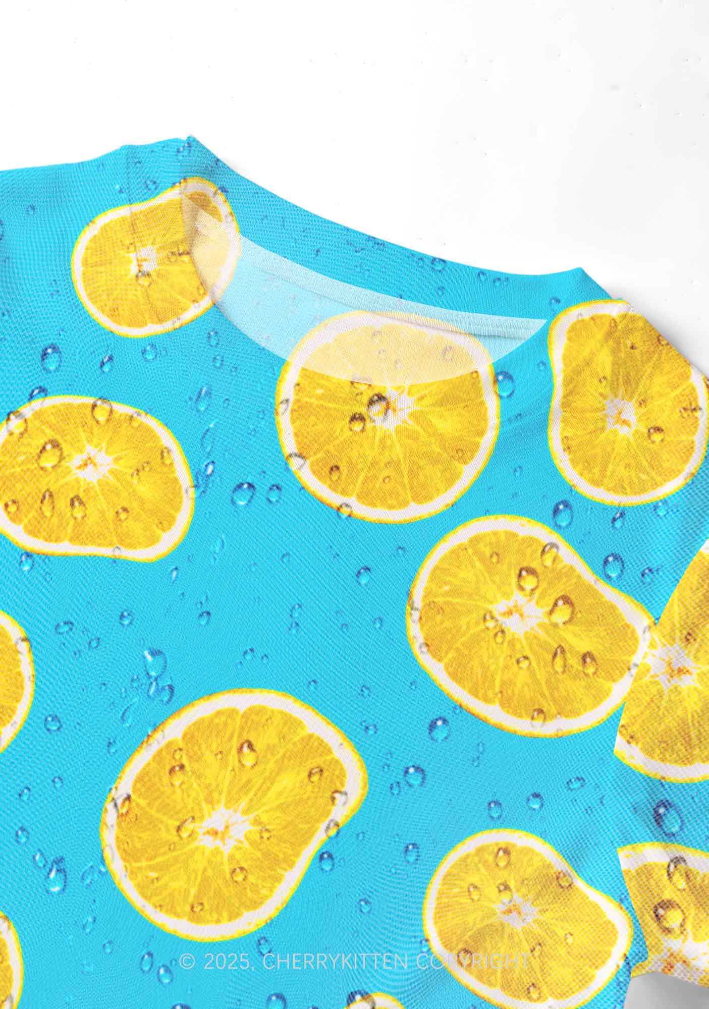 Yellow Lemon Y2K Mesh Crop Top Cherrykitten
