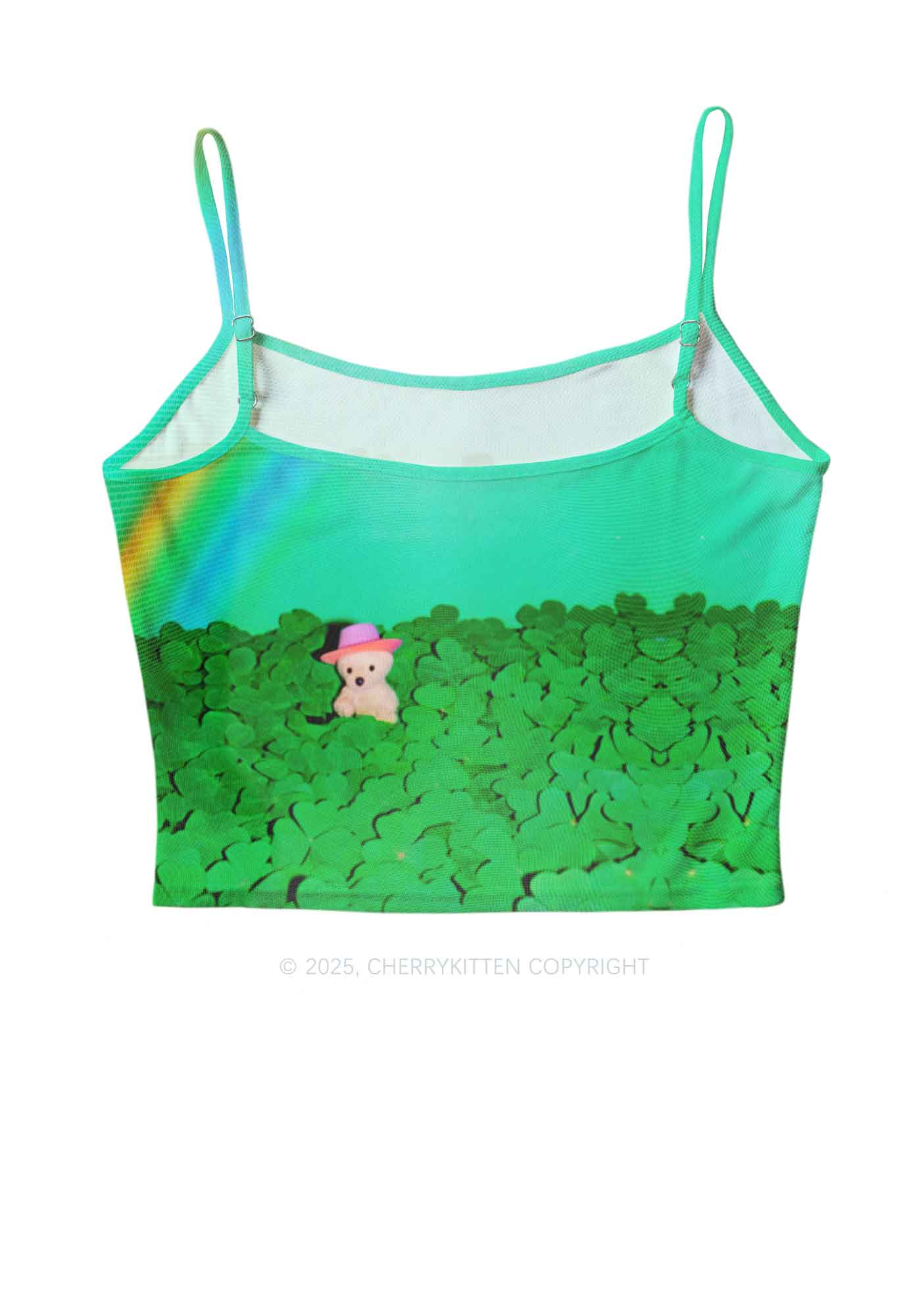 Clover Bear St Patricks Y2K Mesh Cami Tank Cherrykitten