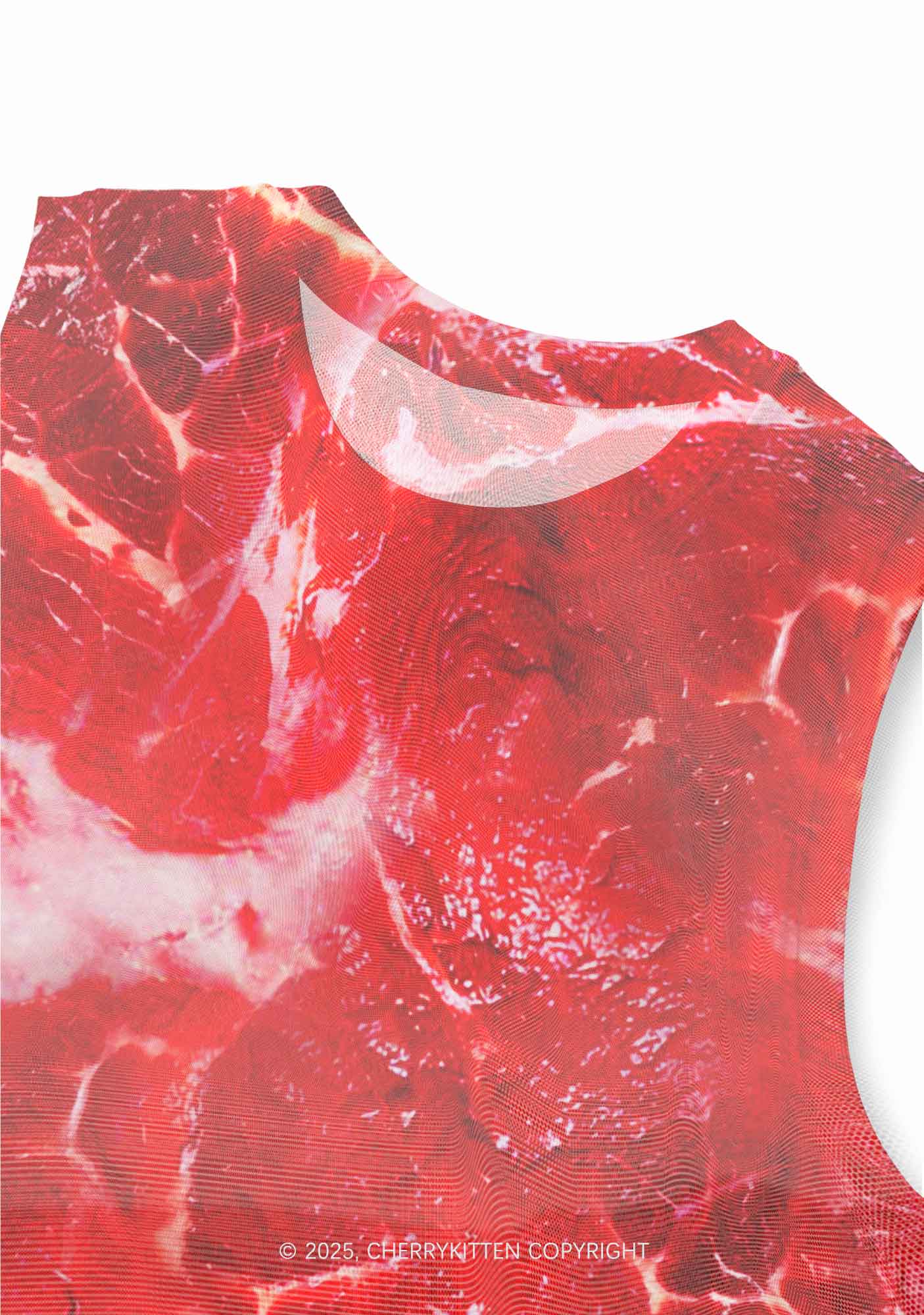 Beef Steak Texture Y2K Mesh Muscle Tank Cherrykitten
