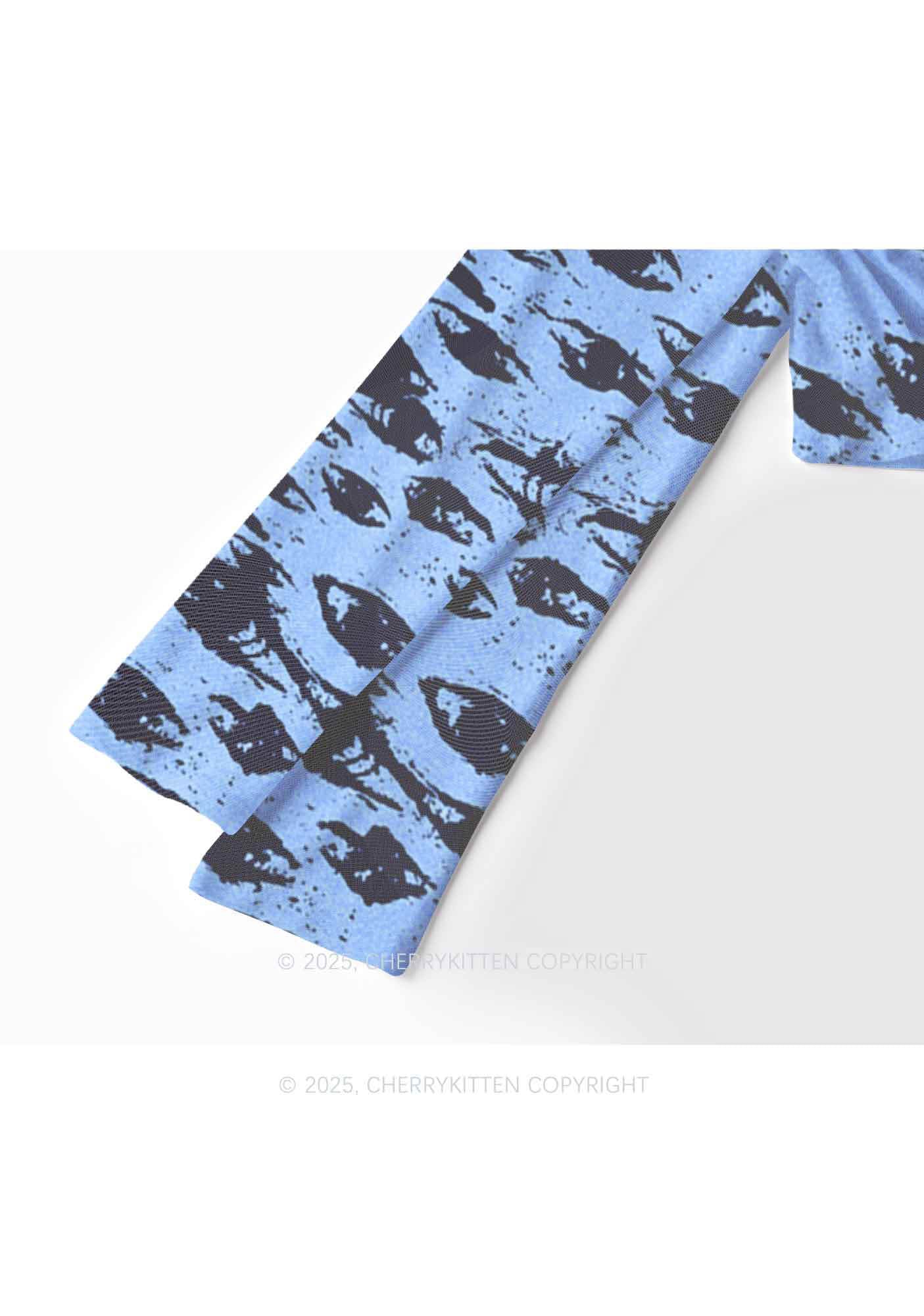 Eyes In The Blue Y2K Mesh Long Sleeve Crop Top Cherrykitten