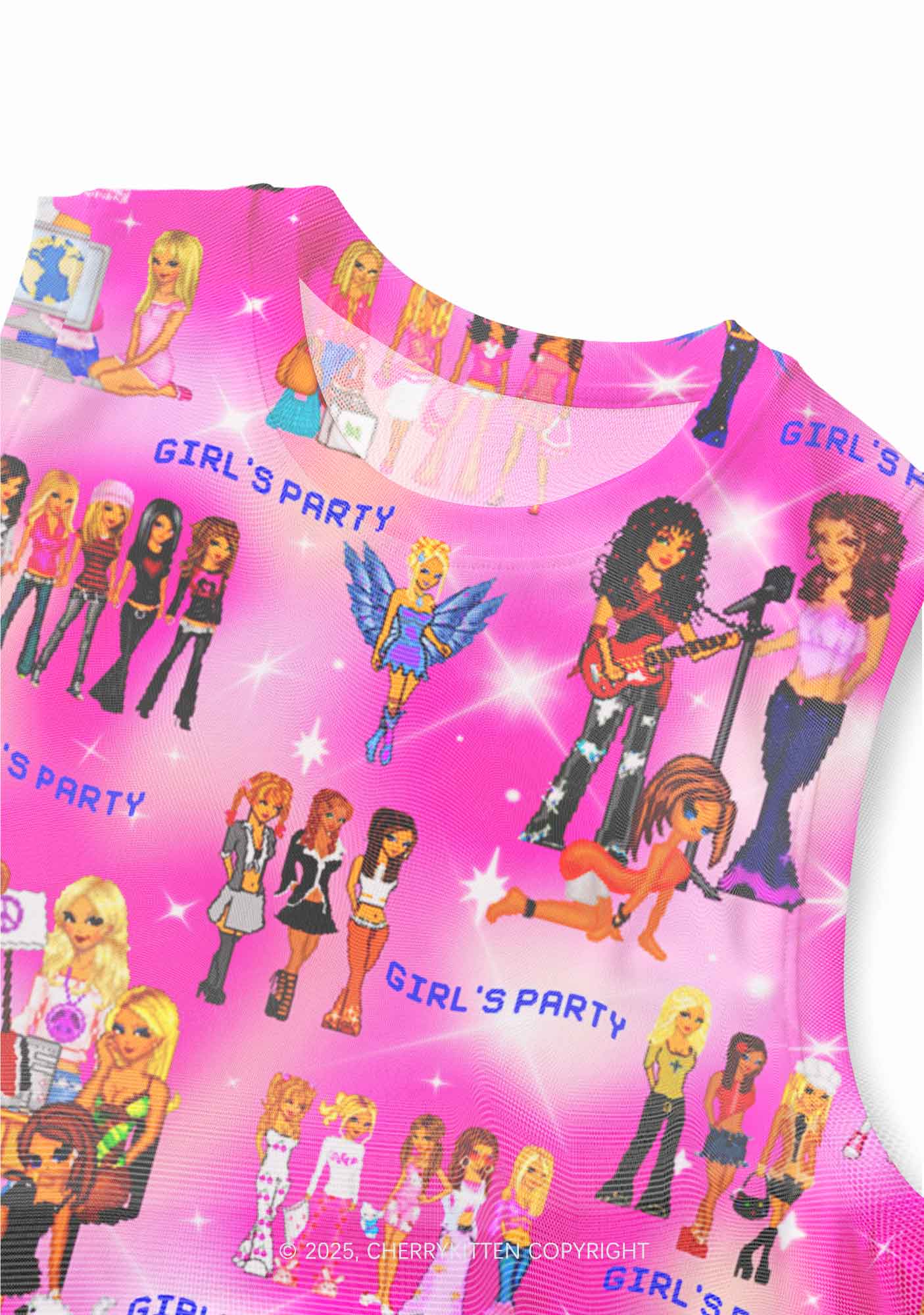 Girls Party Y2K Mesh Muscle Tank Cherrykitten