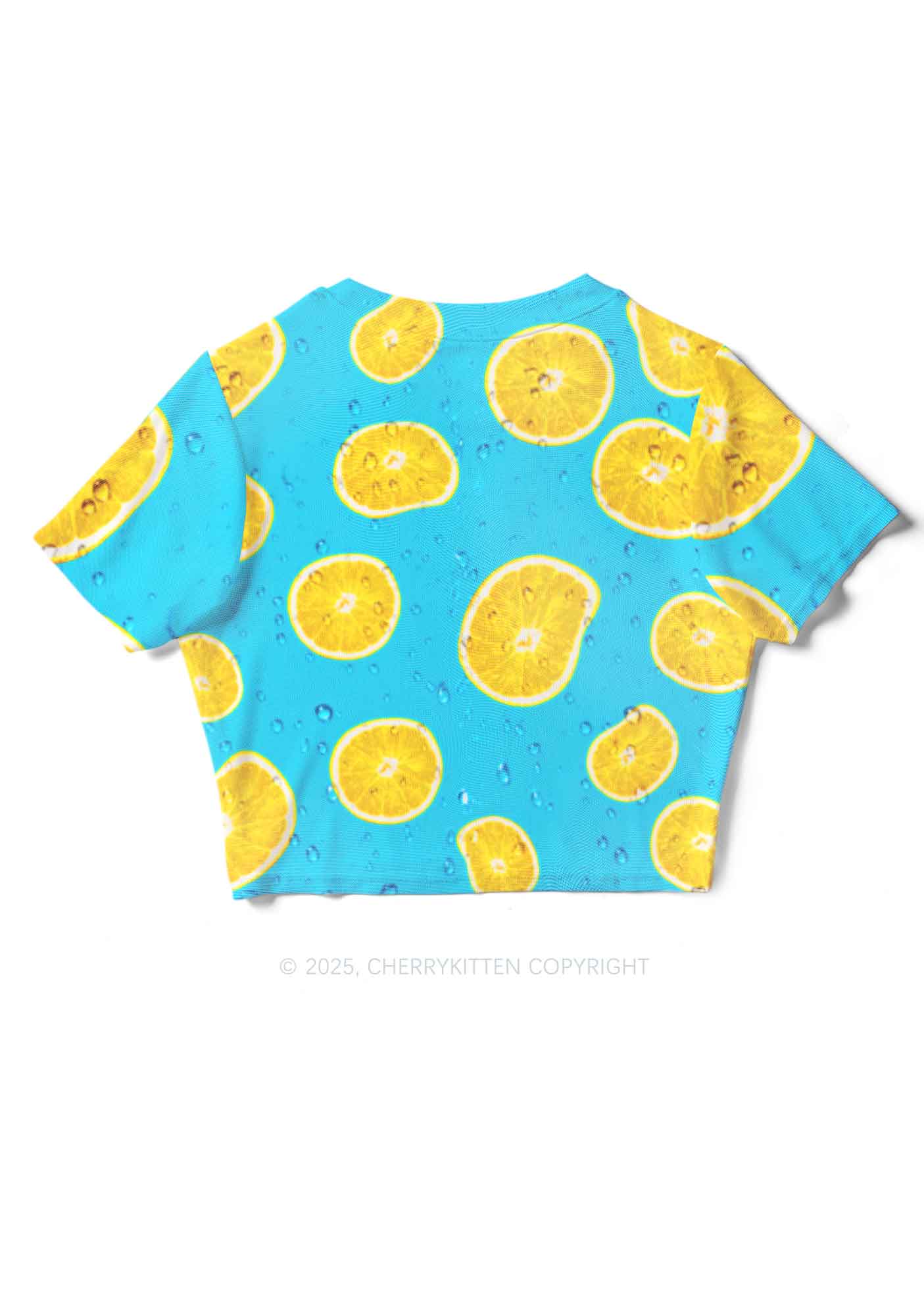 Yellow Lemon Y2K Mesh Crop Top Cherrykitten
