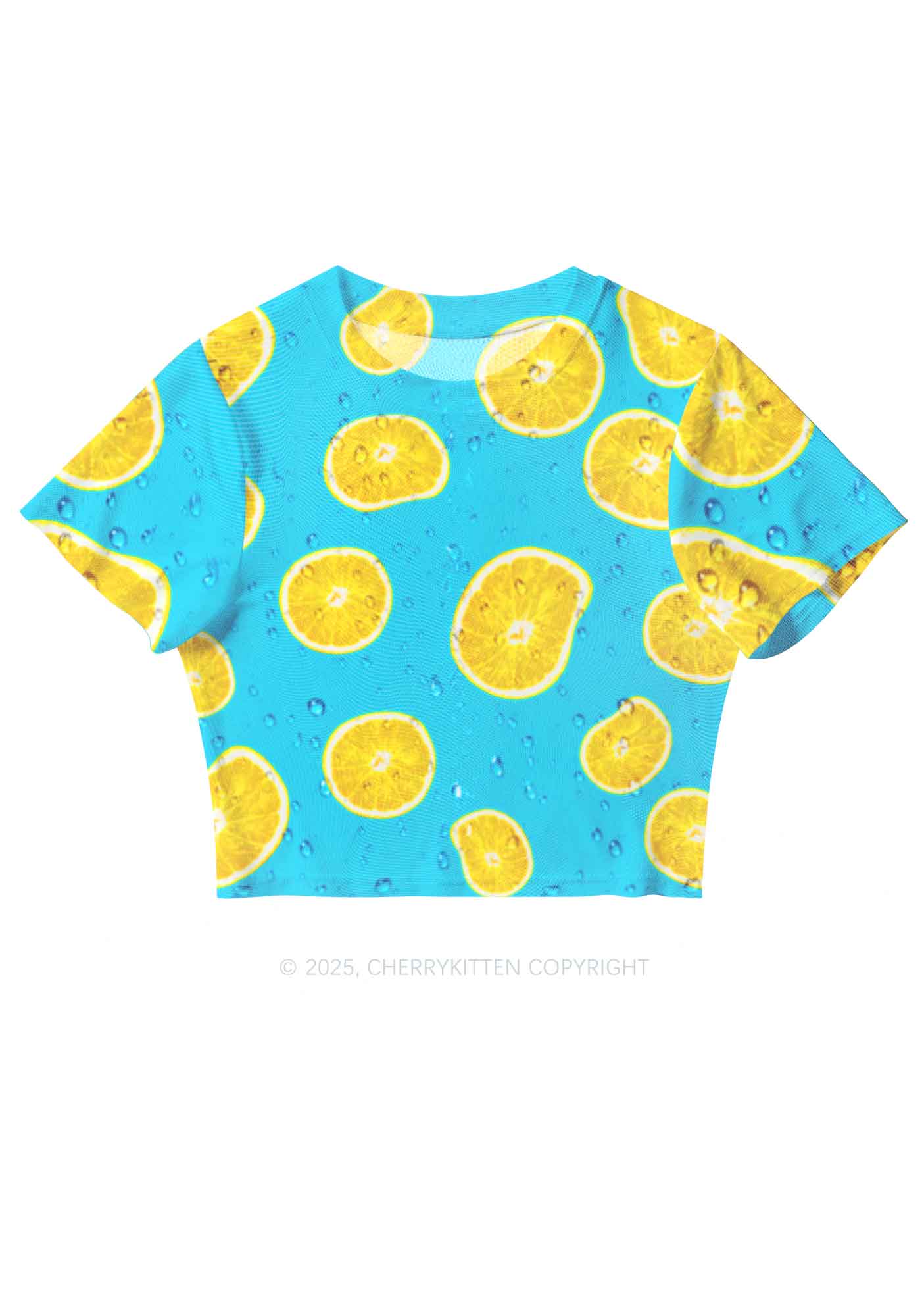 Yellow Lemon Y2K Mesh Crop Top Cherrykitten