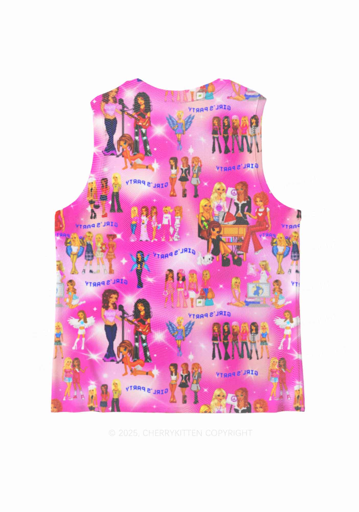 Girls Party Y2K Mesh Muscle Tank Cherrykitten