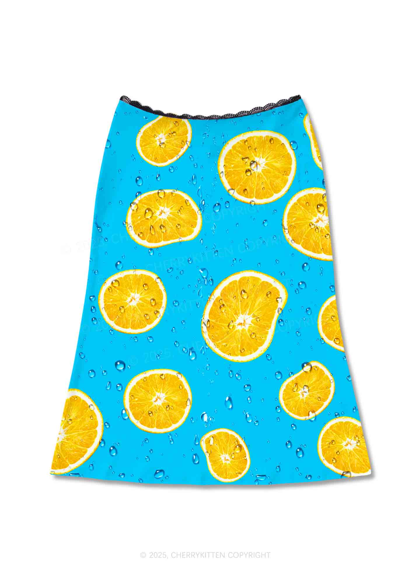 Yellow Lemon Y2K Print Midi Skirt Cherrykitten