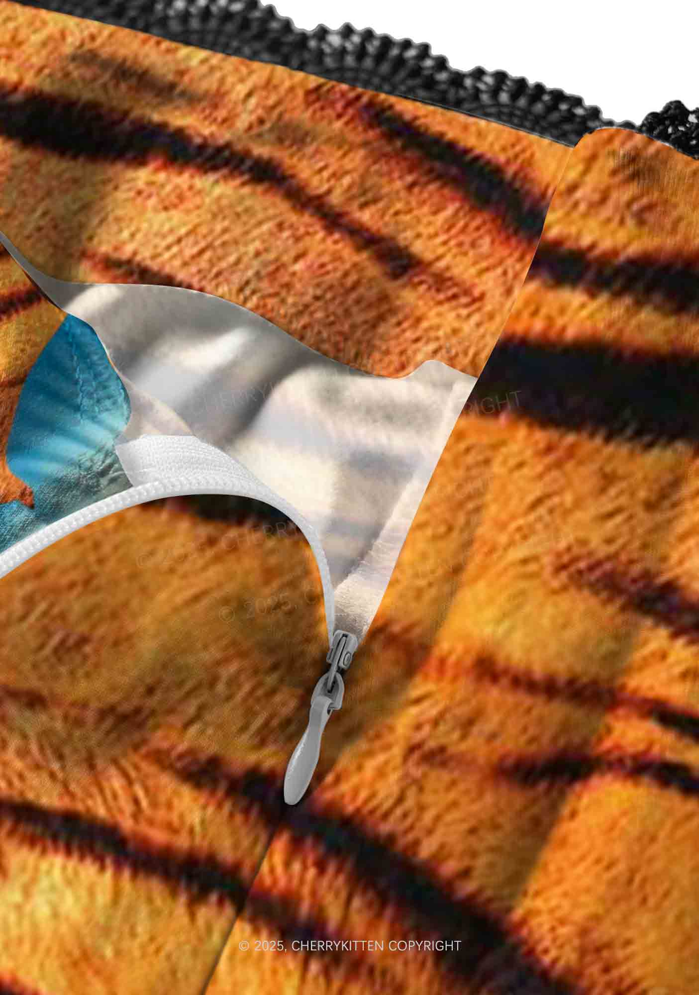 Tiger With Flowers Y2K Print Midi Skirt Cherrykitten